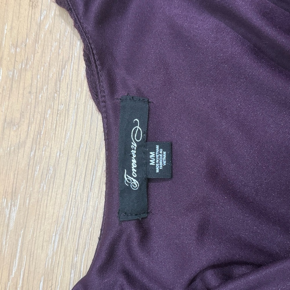 Forever 21 Textured Dark Plum Purple Mini Dress - Picture 4 of 4